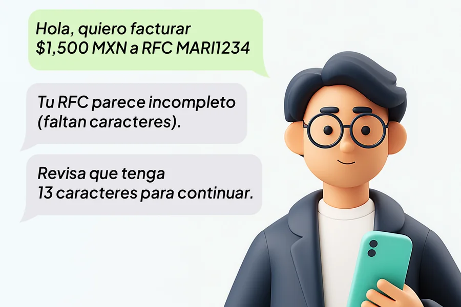 Contador revisando una factura en WhatsApp