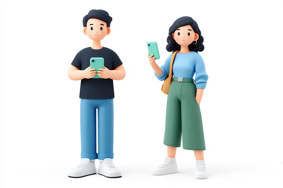 Dos emprendedores usando su celular